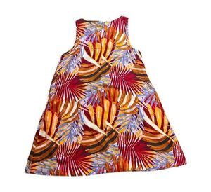C&C California 100% Linen Dress Women's Size Large Colorful Tropical Leaves